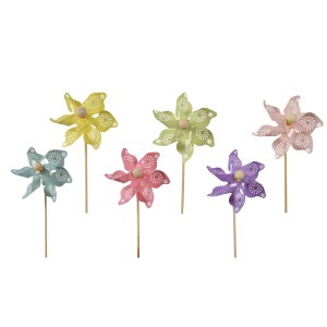 Windmühlen-Set, 6-fach sortiert, aus Kunststoff in verschiedenen Farben, Ø 17 cm, als Geschenkartikel.