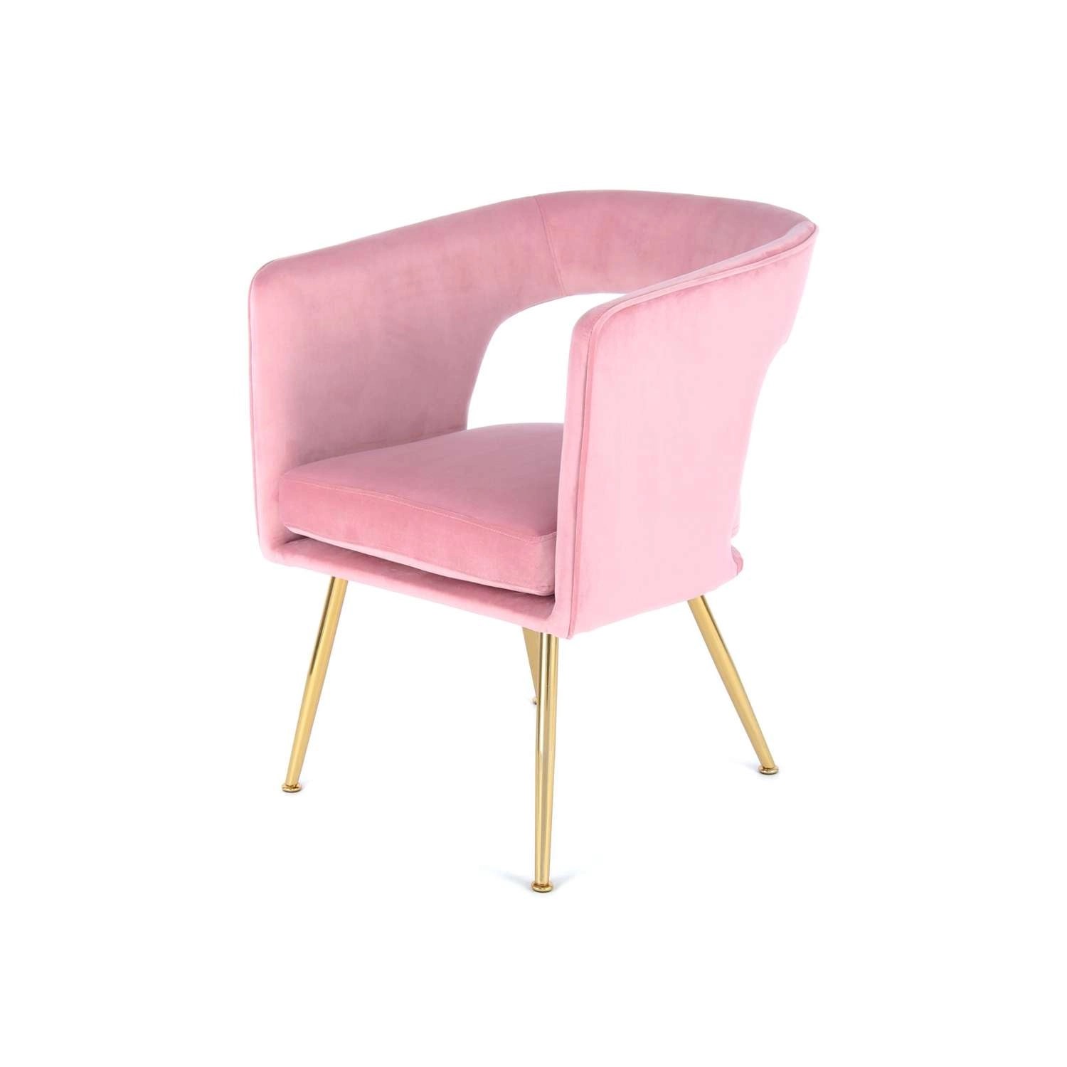 MeGusta Moderner Stuhl Rosa Polsterstuhl Esszimmerstuhl mit Armlehne Amelie