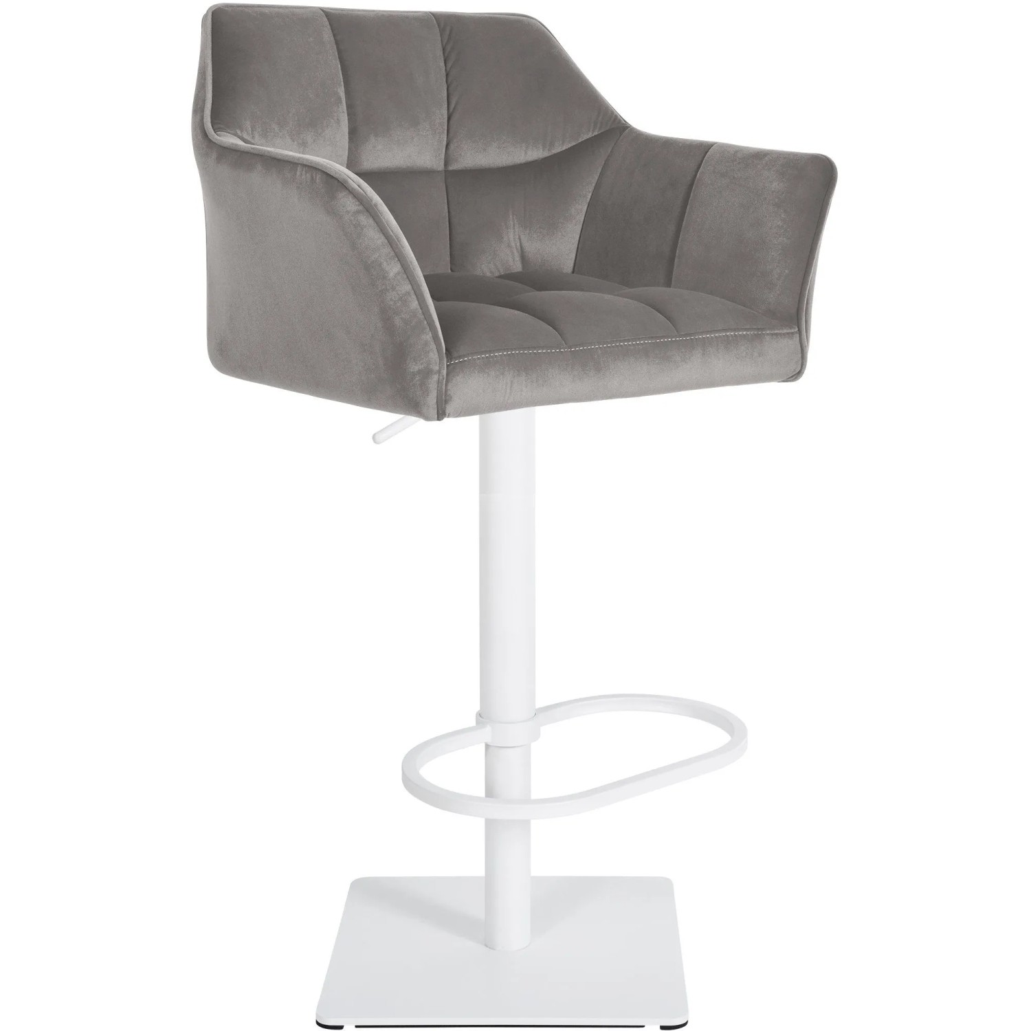 DELUKE Barhocker SIHAR Samt Grau 64x45x88cm Weiß Barstuhl Höhenverstellbar Mit Lehne Drehbar Tresenhocker Tresenstuhl