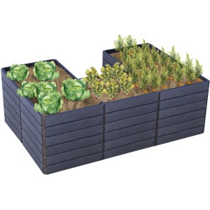 Garantia Hochbeet-System U L Ergo Quadro Wood mit Bepflanzung (Kohl, Radieschen, Möhren).