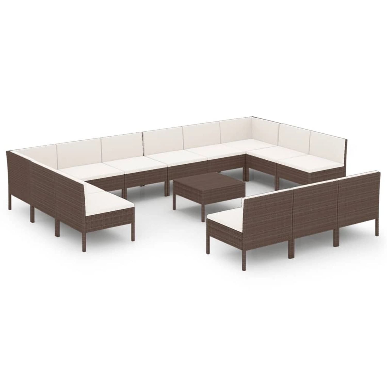 vidaXL 14-tlg Garten-Lounge-Set mit Auflagen Poly Rattan Braun Modell 2 günstig online kaufen