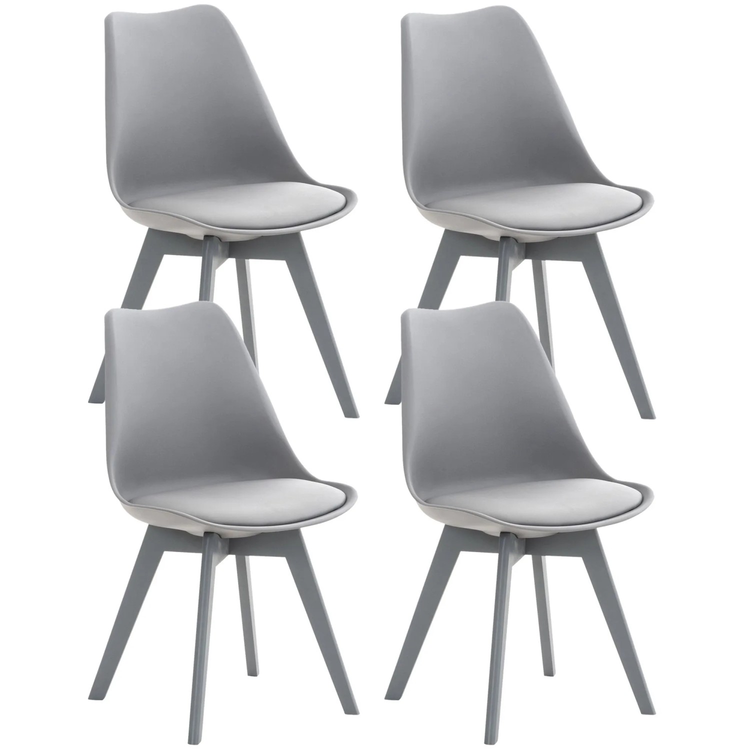 CLP 4er Set Esszimmerstuhl Linares grau/grau/Kunststoff