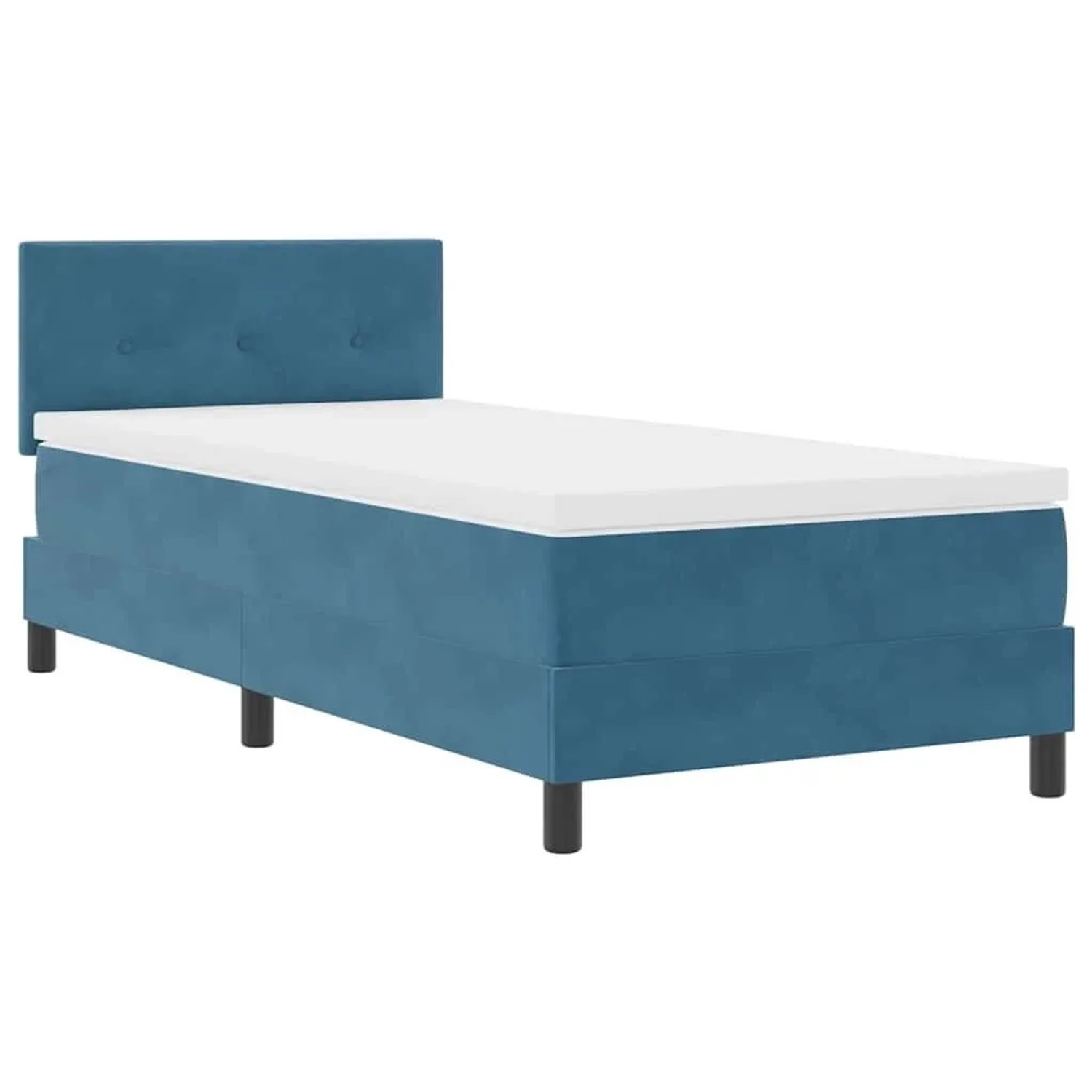 vidaXL LED Boxspringbett mit Matratze Dunkelblau 80 x 200 cm Samt 3342618