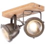 Brilliant Spot Carmen: 2-flammiger Deckenstrahler aus Holz und Metall in Burned Steel Optik.