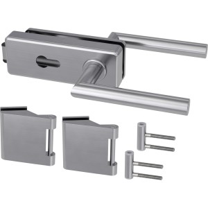 Novadoors Glasdrehtürbeschlag-Set Nova Smart 61, Edelstahl, mit Profilzylinderschloss für Glastüren.