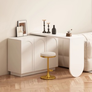 okwish Schreibtisch Eck Computertisch Drehbar Für Büro Wohnzimmer 110x40x75cm Weiß