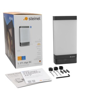 Steinel LED-Außenwandleuchte L 271 SC Anthrazit mit Bewegungsmelder und Zubehör.