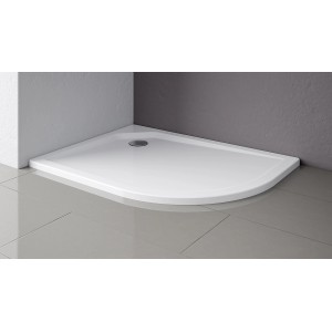 Schulte Duschwannen-Set, asymmetrisch, Viertelkreis links, 90x80 cm, aus Sanitär-Acryl, inkl. Füße und Ablaufgarnitur.