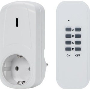 2-teiliges Funkschalter-Set in Weiß mit Fernbedienung zur Hausfunksteuerung.
