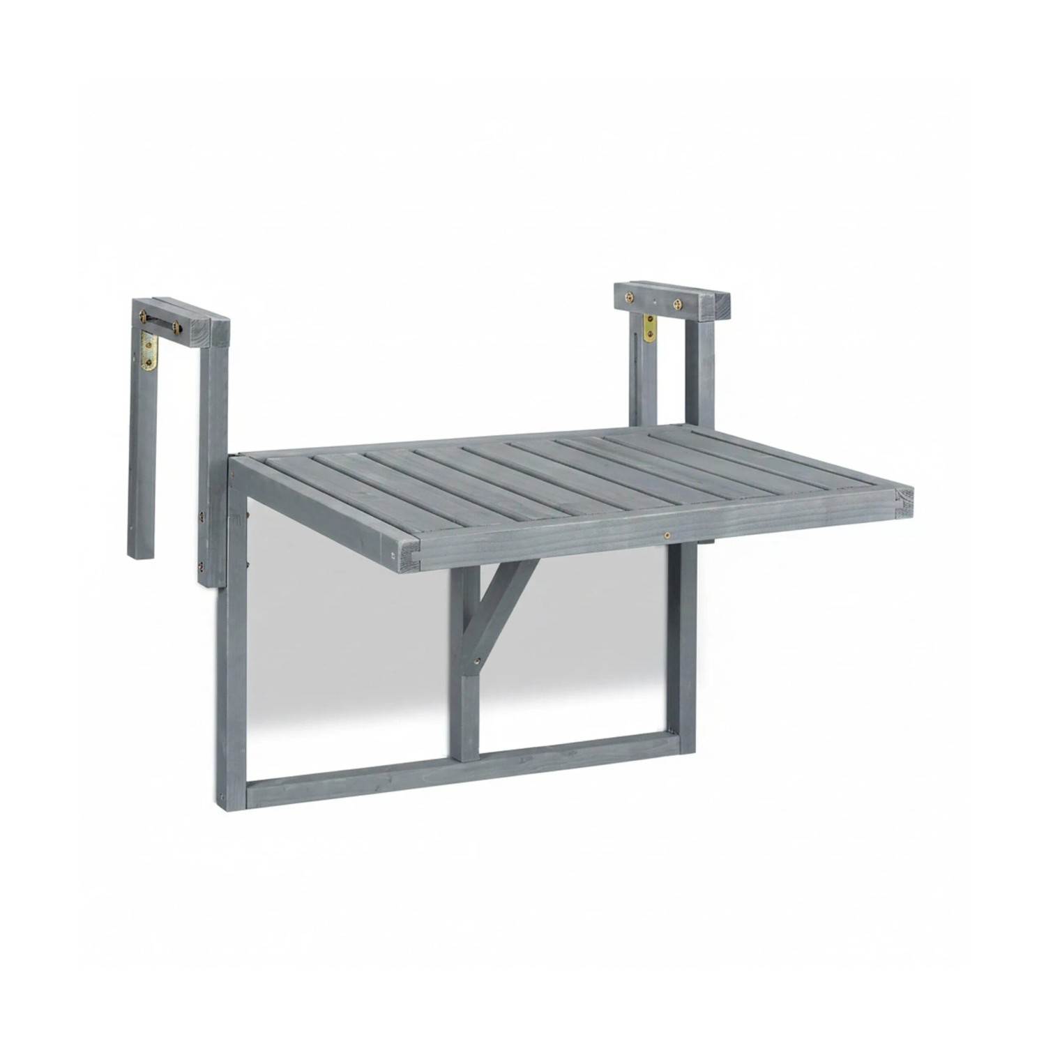Relaxdays Balkonhängetisch Holz Stahl Grau Höhenverstellbar Klappbar 55 x 70 x 65 cm 3,3 kg