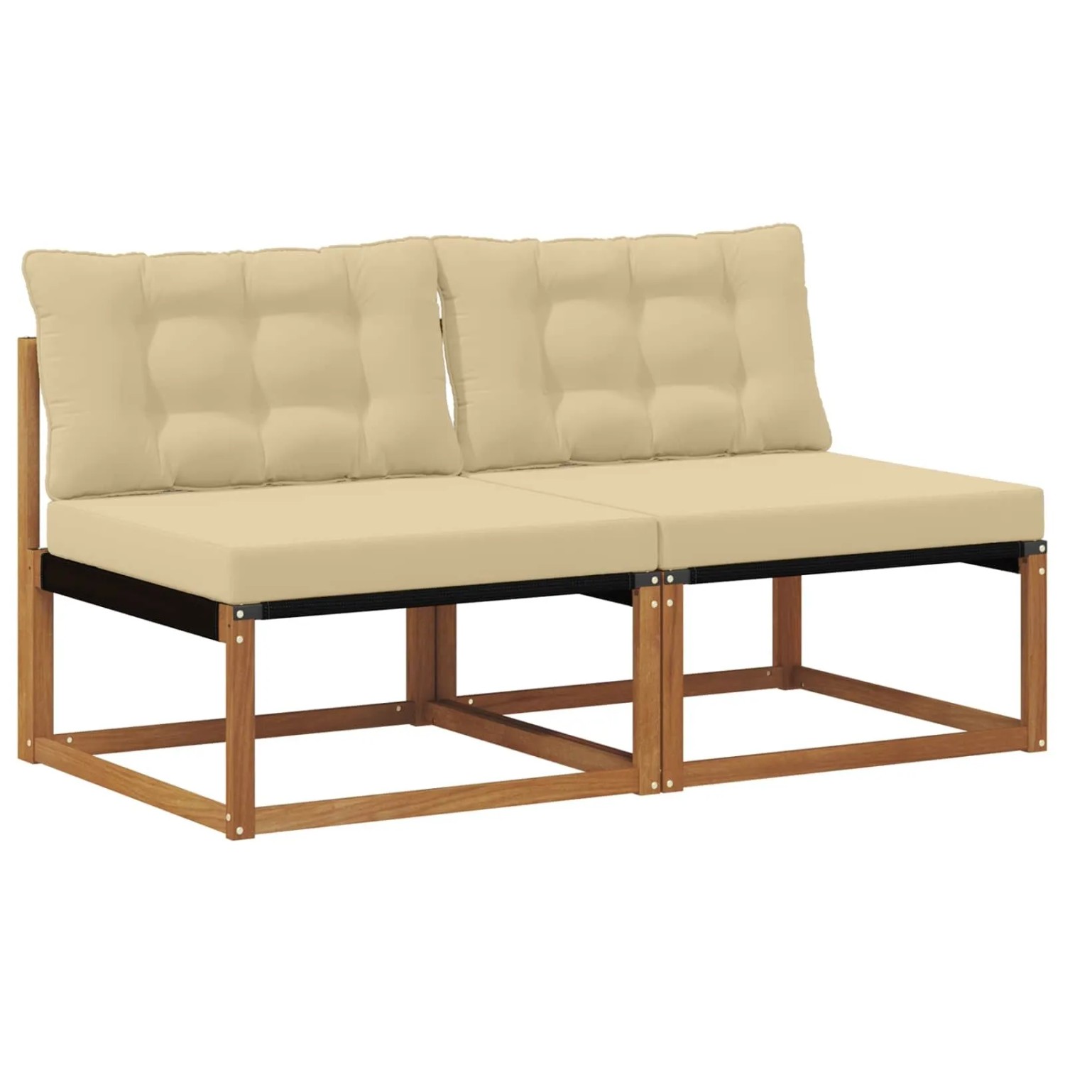 vidaXL 2 Stück Outdoor Mittelsofa Massivholz Akazie Natur 900644