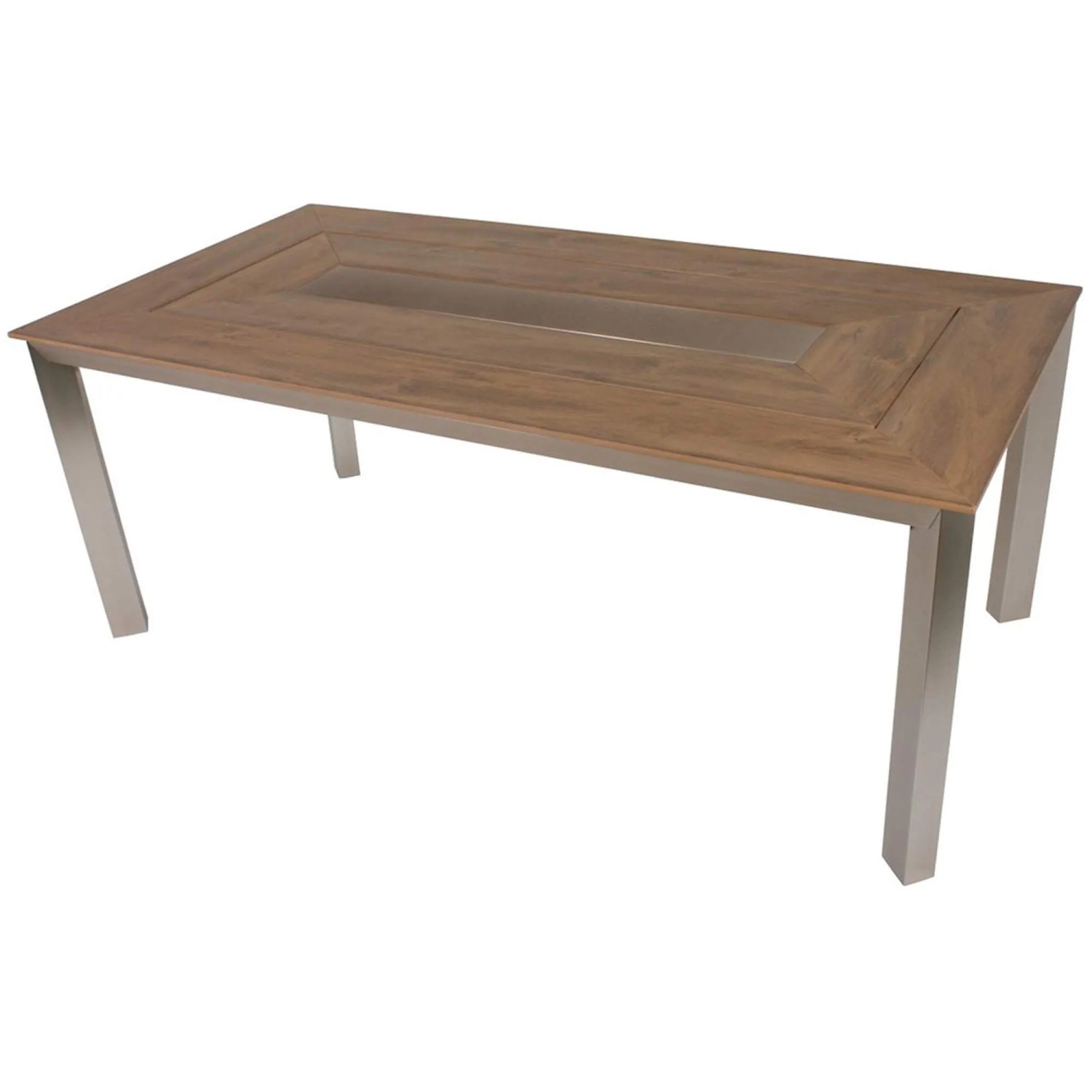 DELUKE Gartentisch AARON Rechteckig Kunststoff Braun 192x100x75cm Terrassentisch Wetterfest Outdoor Tisch