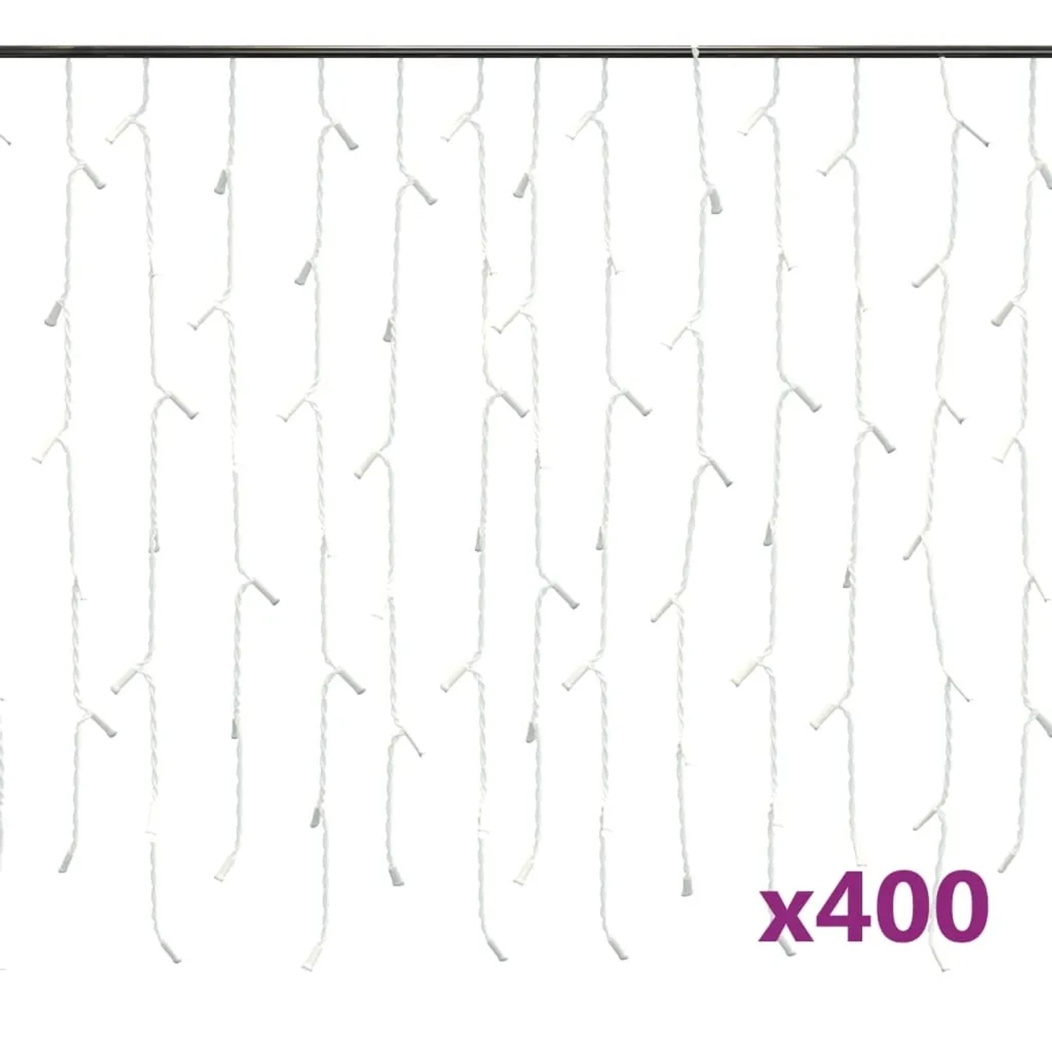 vidaXL Lichtervorhang LED Eiszapfen 10 m 400 LED Kaltweiß 8 Funktionen 328911
