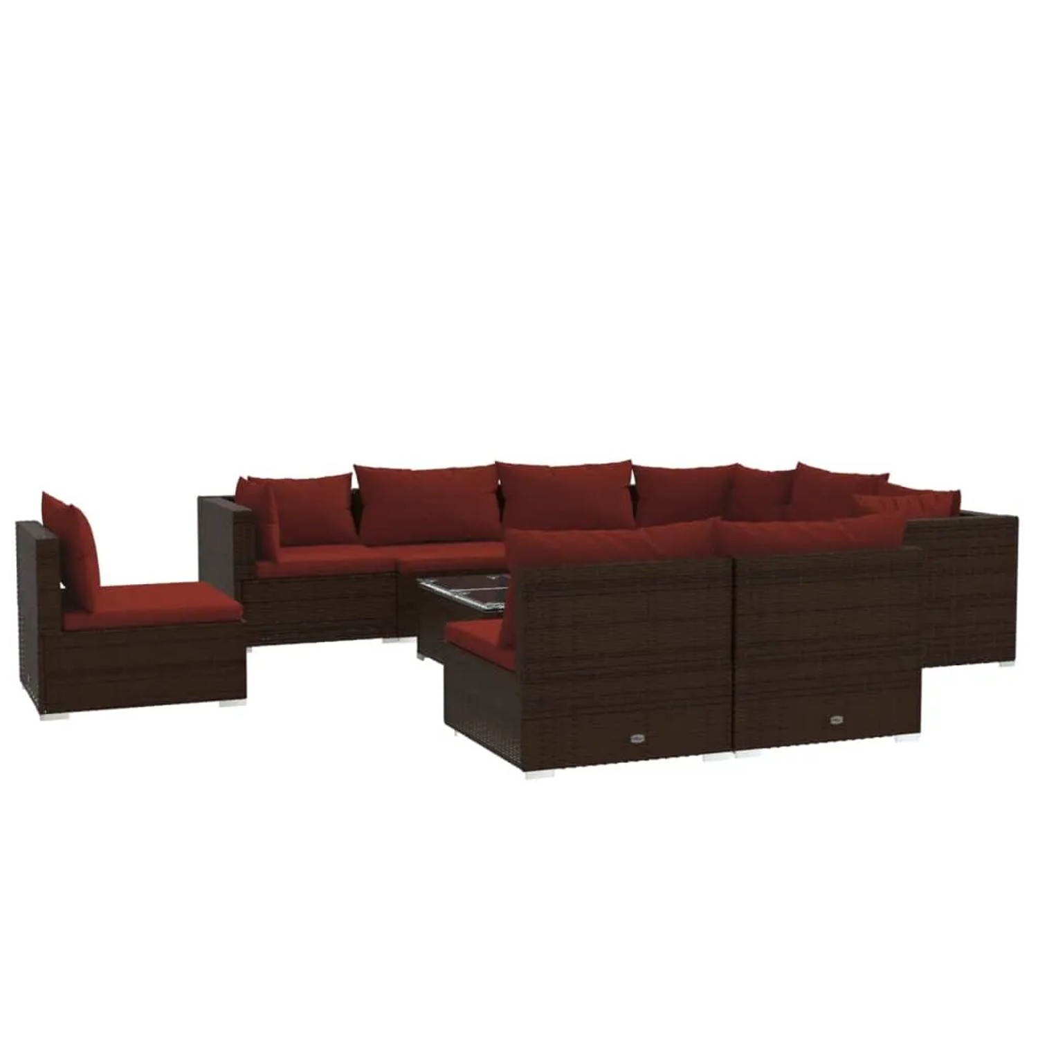 vidaXL 10-Tlg Garten-Lounge-Set mit Kissen Poly Rattan Braun 3102587