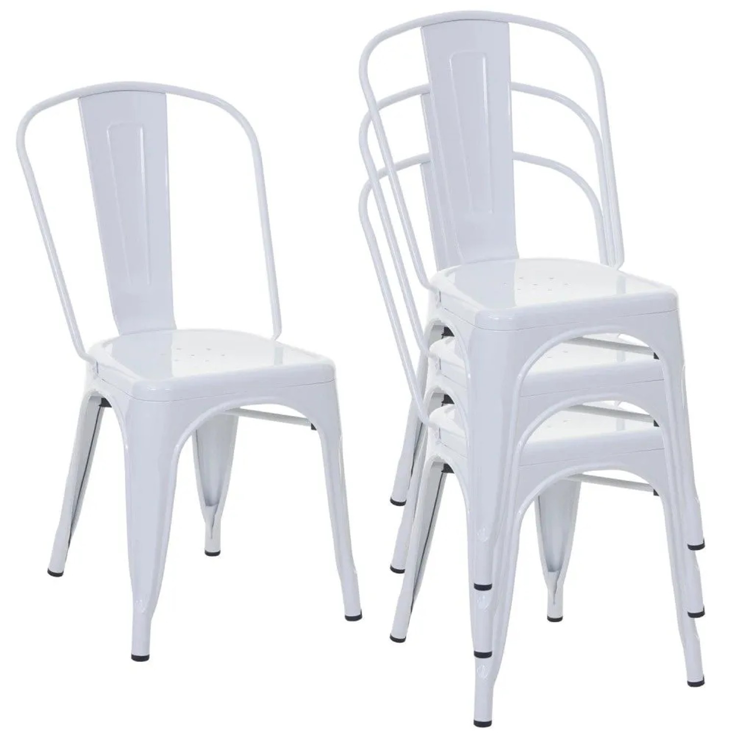 MCW Stuhl A73 Metall 4er-Set Weiß