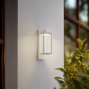 Moderne, weiße LED Außenwandleuchte Ferdinand von Lucande aus Aluminium, spritzwassergeschützt.