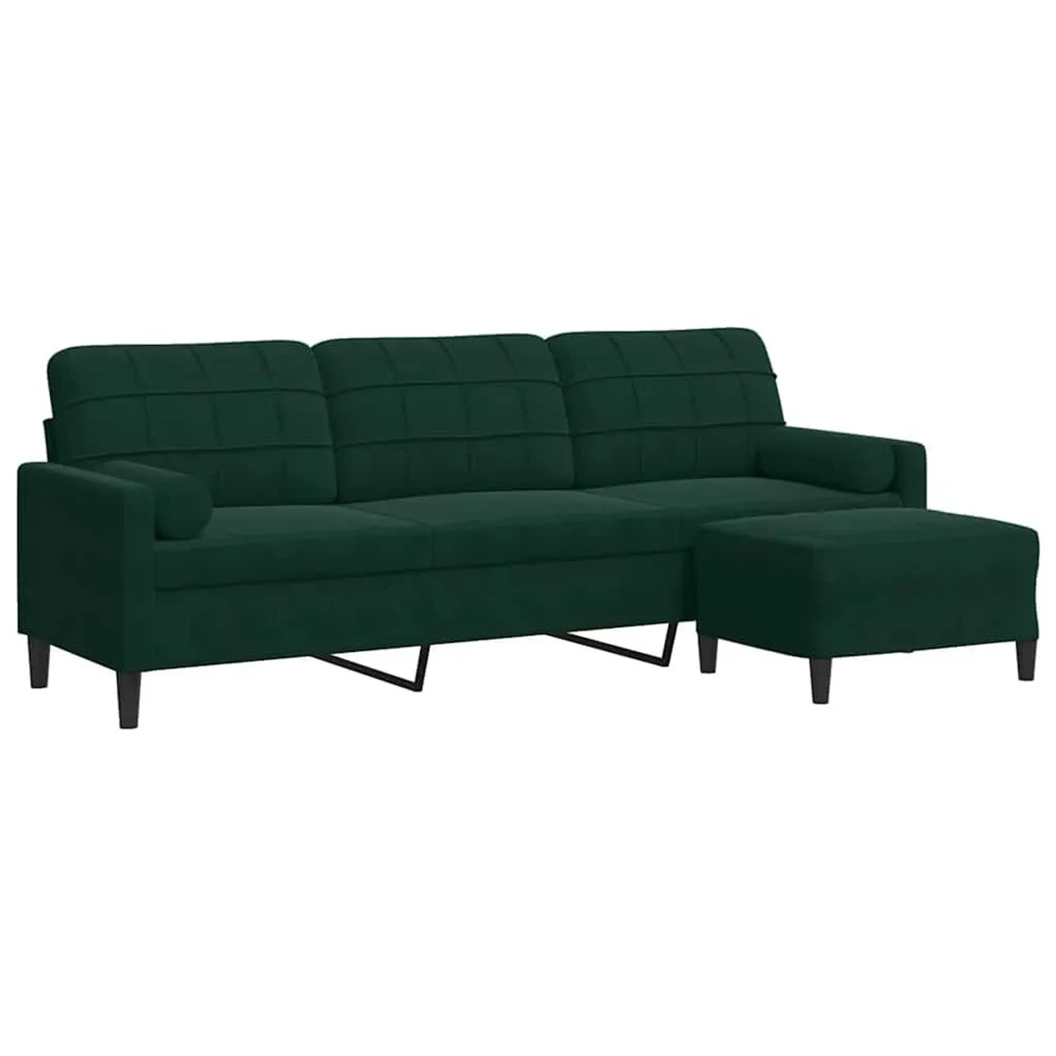 vidaXL 3-Sitzer-Sofa mit Hocker Dunkelgrün 210 cm Samt 3278279 günstig online kaufen