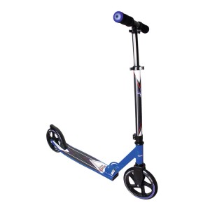 Blauer Muuwmi Aluminium Scooter Tretroller mit 205 mm Rollen, höhenverstellbar und GS-geprüft.