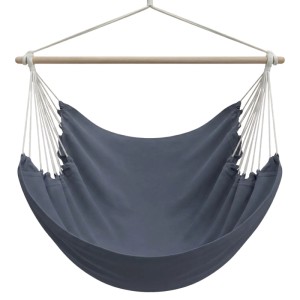AMANKA XXL Hängesessel Anthrazit aus Baumwolle mit Holzstab, 185x130 cm, bis 150 kg belastbar.