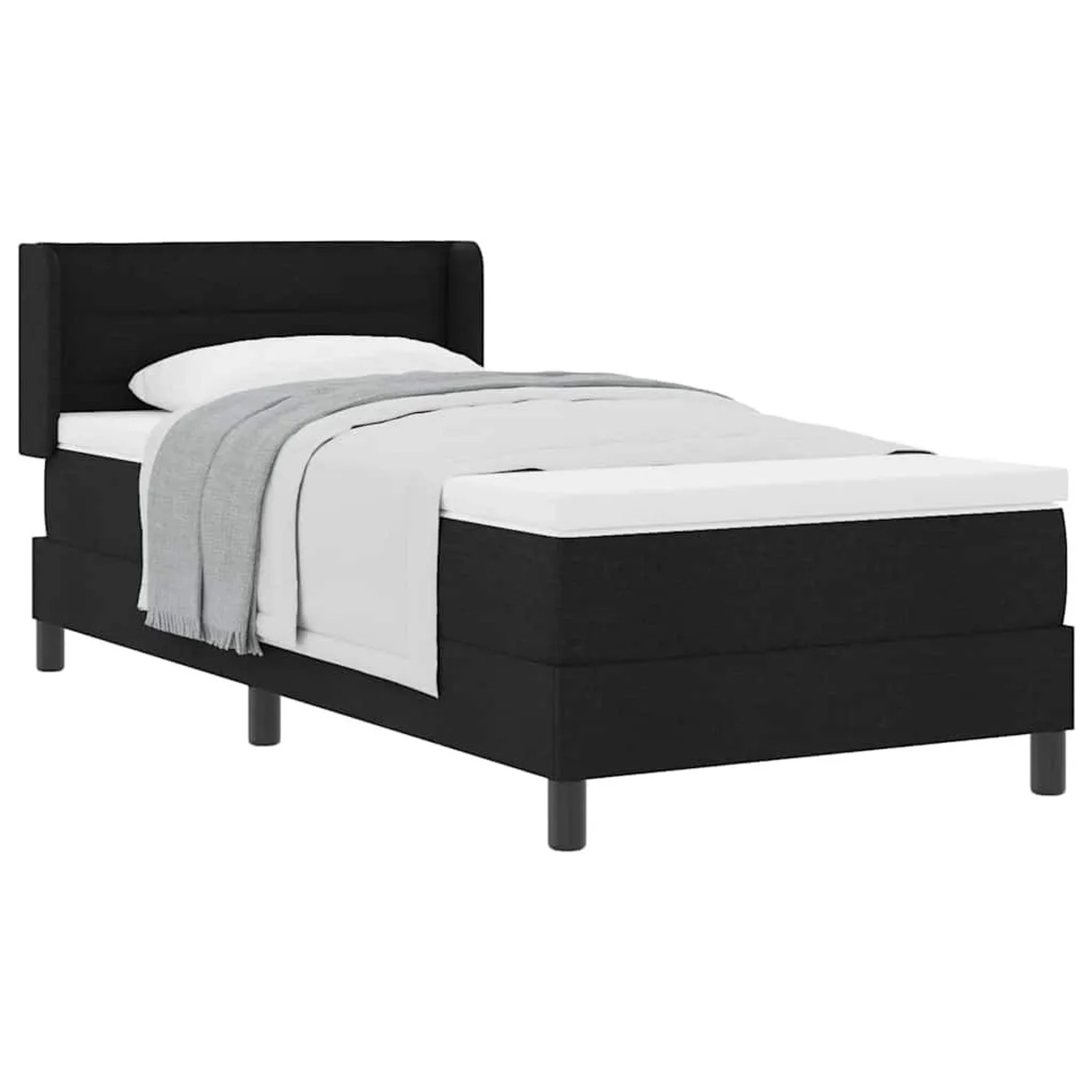 vidaXL Boxspringbett mit Matratze Schwarz 90 x 190 cm 3341015 günstig online kaufen