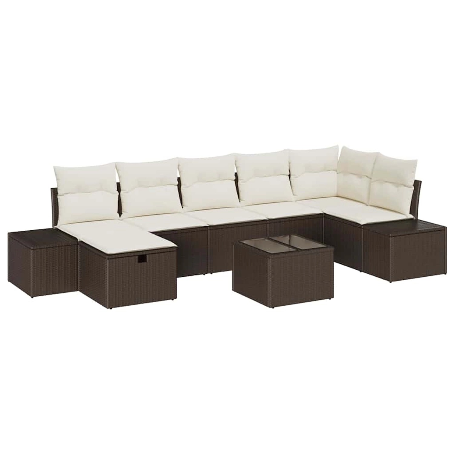 vidaXL Garten-Sofa-Set mit Kissen 8-Tlg Braun Poly Rattan 3359407 günstig online kaufen