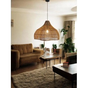 Dapo Decken Pendelleuchte Amanda 60cm Rattan Braun E27 IP20