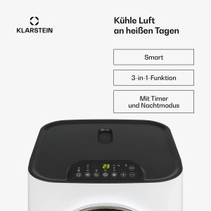 Klarstein Kraftwerk Smart 12K Klimaanlage in Weiß mit digitalem Display.