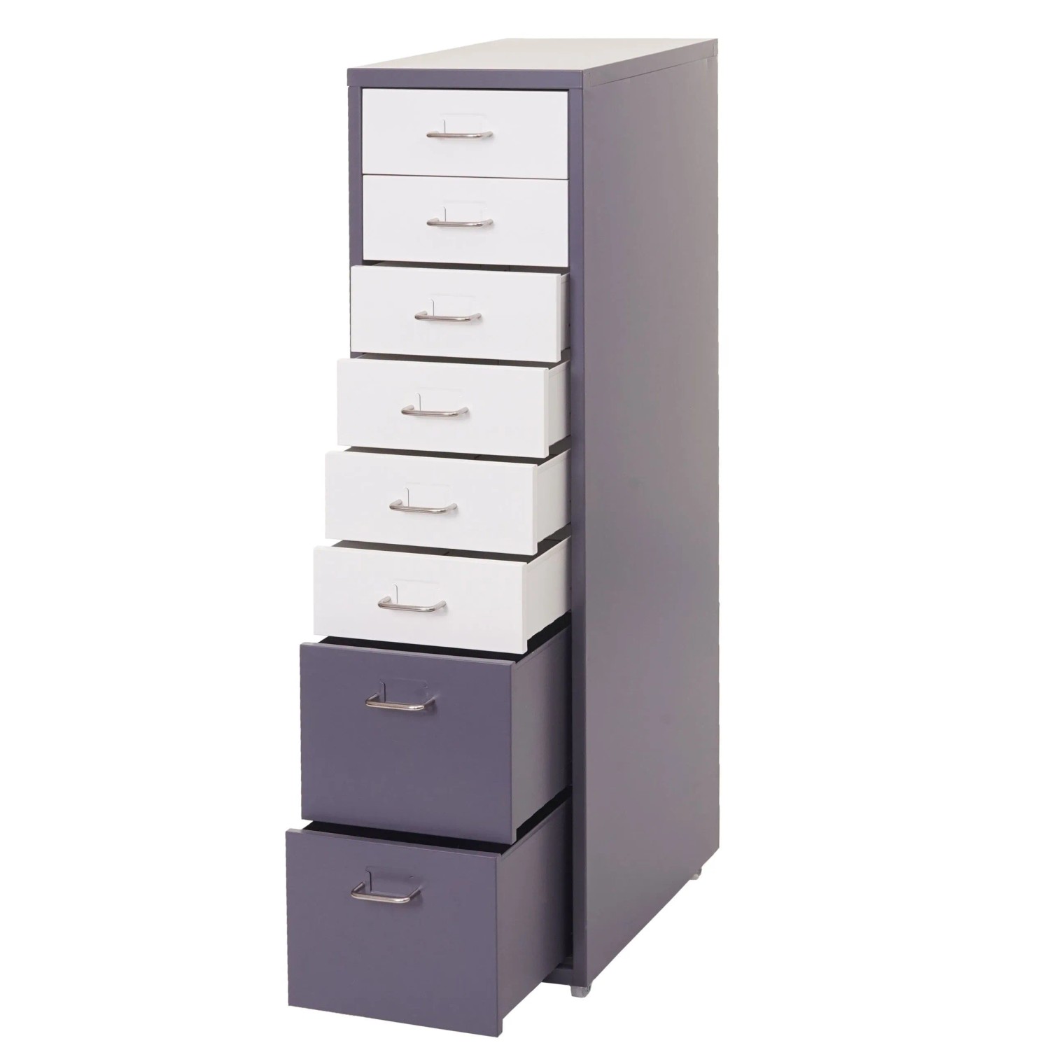 MCW Rollcontainer Preston T851 Dunkelgrau Weiß-dunkelgrau 8 Schubladen