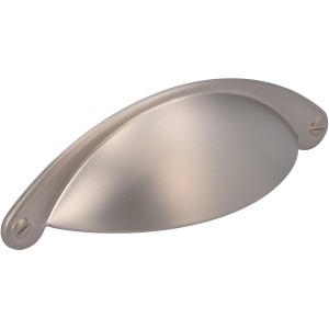 Siro Möbelgriff 1761, Muschelgriff aus Metall in Edelstahlfarbig Matt, Lochabstand 64mm.