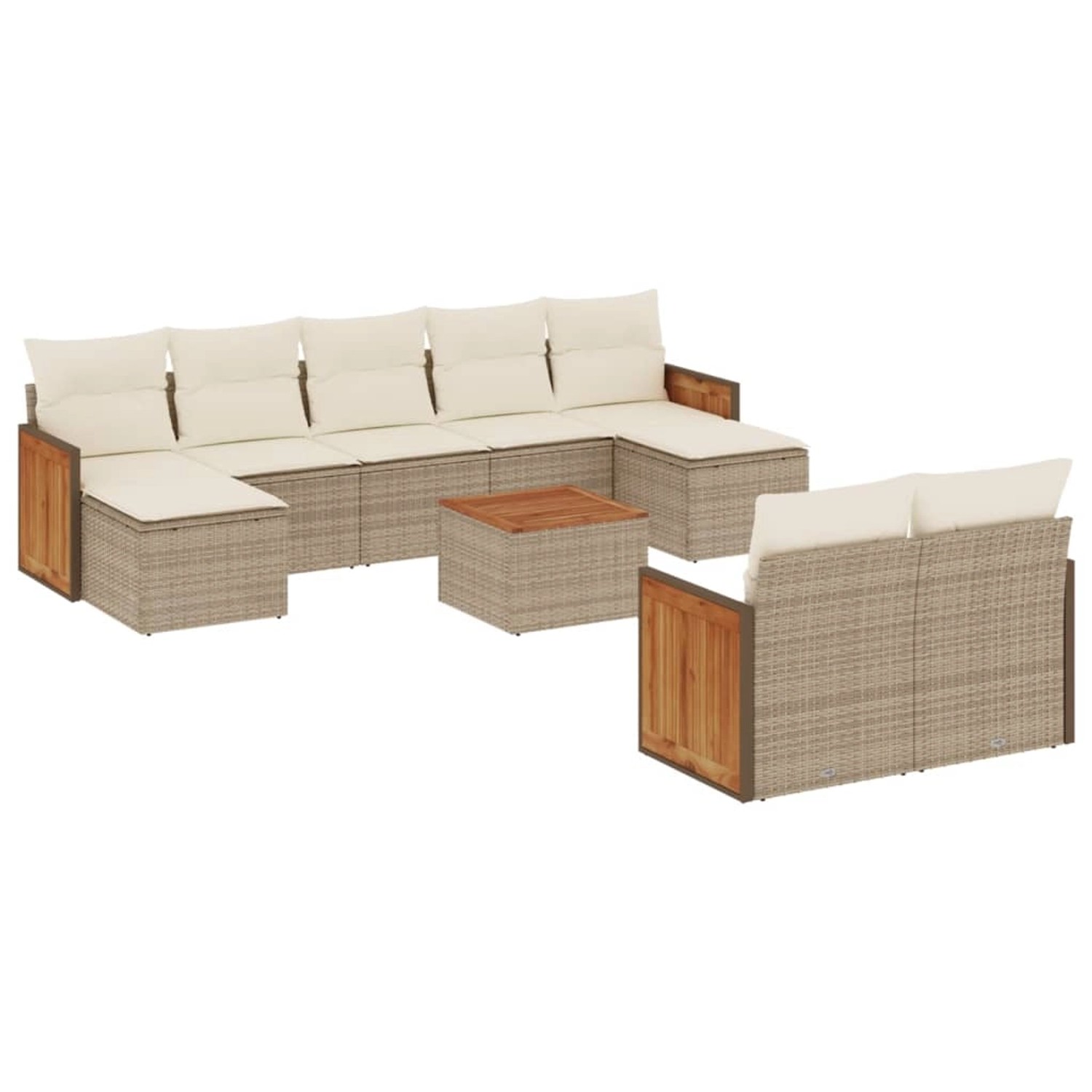 vidaXL 10-Tlg Garten-Sofagarnitur mit Kissen Beige Poly Rattan 3228088 günstig online kaufen