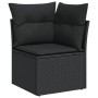 Schwarzes Ecksofa aus Polyrattan mit Kissen, Teil der vidaXL 9-tlg. Garten-Sofagarnitur.