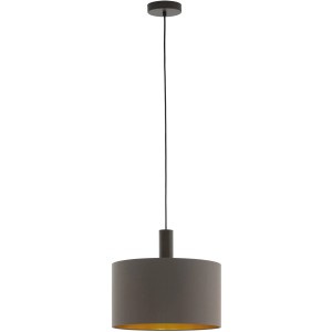 Eglo Pendelleuchte Concessa, Cappuccino-Gold, Ø 38cm. Hängelampe aus Stahl und Textil für E27 Leuchtmittel.
