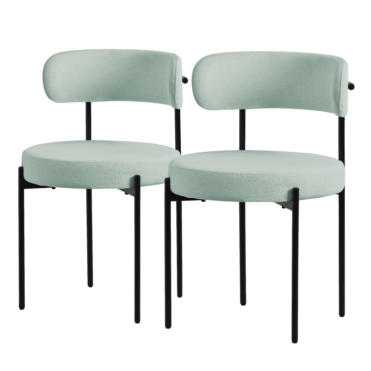 ML-Design Esszimmerstühle 2Er Set aus Teddystoff Grün mit Rückenlehne günstig online kaufen