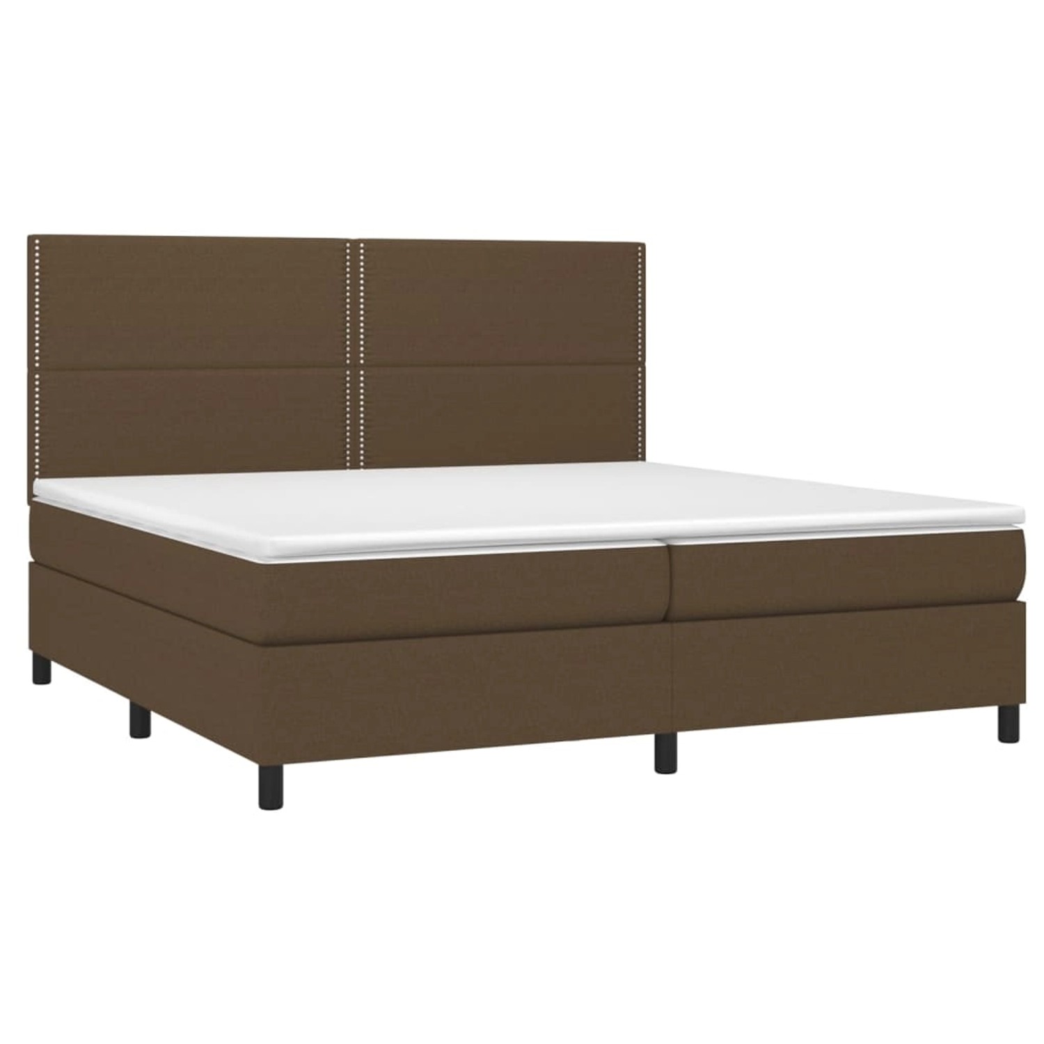 vidaXL Boxspringbett mit Matratze & LED Dunkelbraun 200x200 cm Stoff 3134824