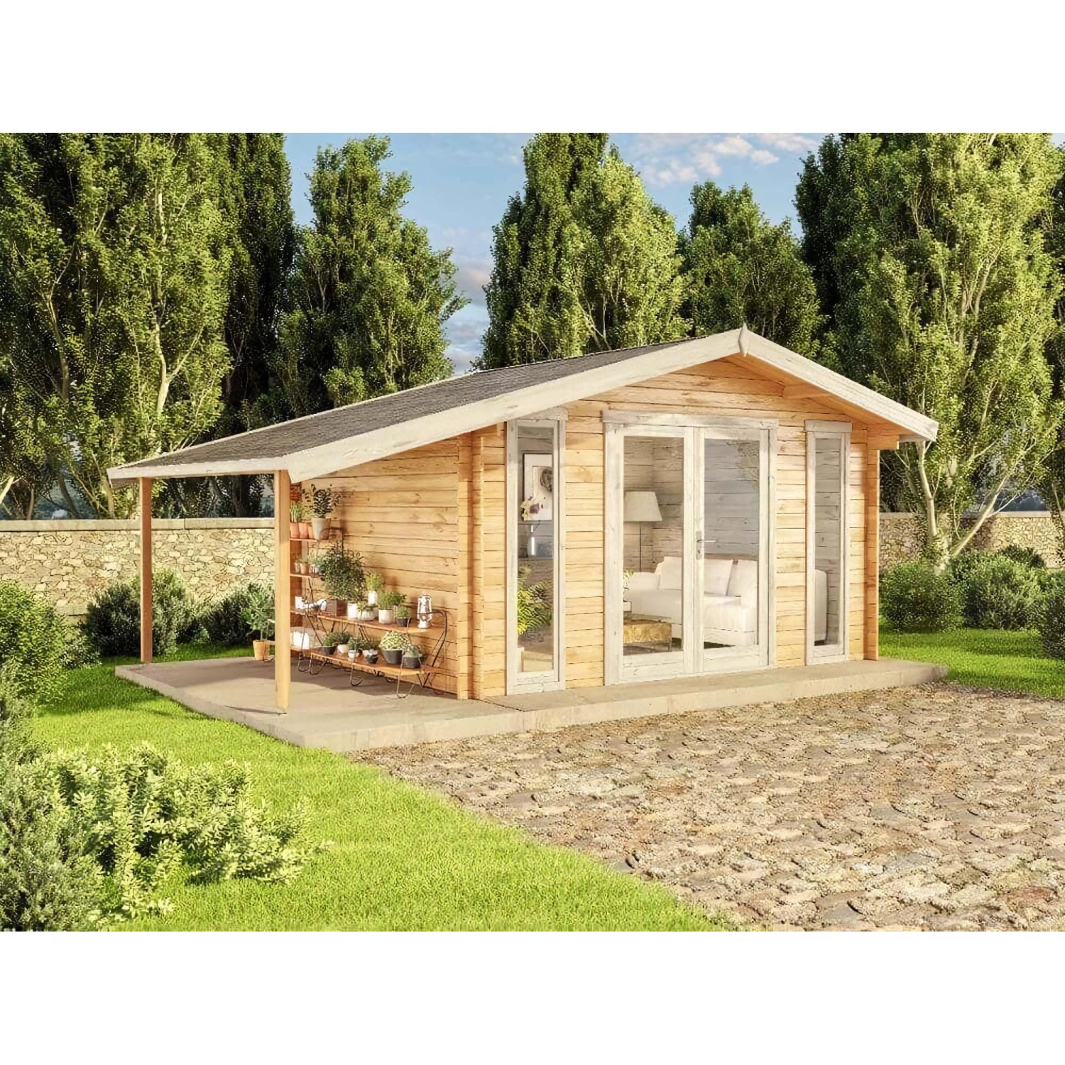 Alpholz Gartenhaus/Gerätehaus Mirko Modern D Satteldach 520 cm x 350 cm Braun