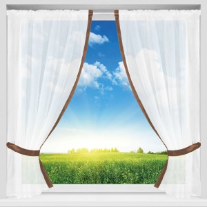 Arsvita Gardinenset Braun: Transparente Vorhänge mit braunen Akzenten und Stangendurchzug.