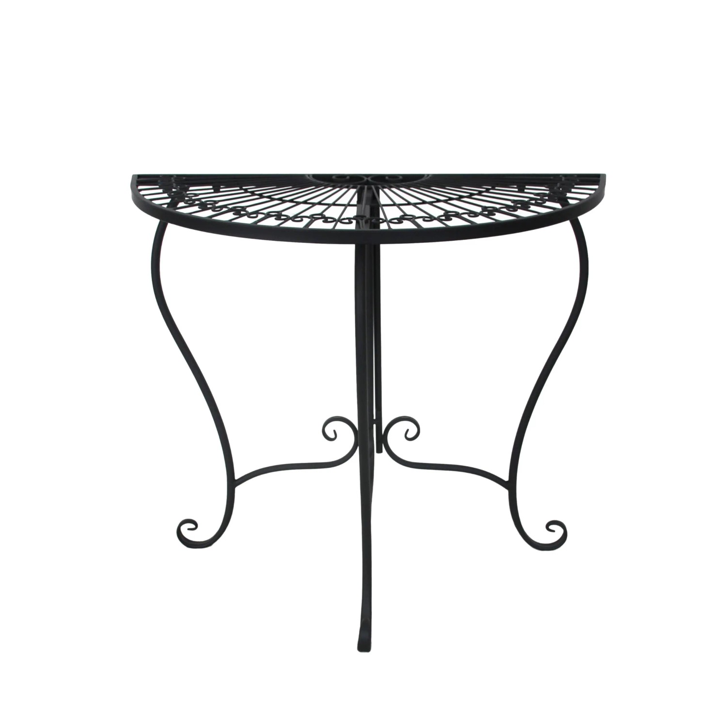 DELUKE Balkontisch PHILIP Eisen Schwarz 80x40x71cm Gartentisch Balkon-Tisch Halbrunder Wandtisch Kleiner Tisch Verandati...