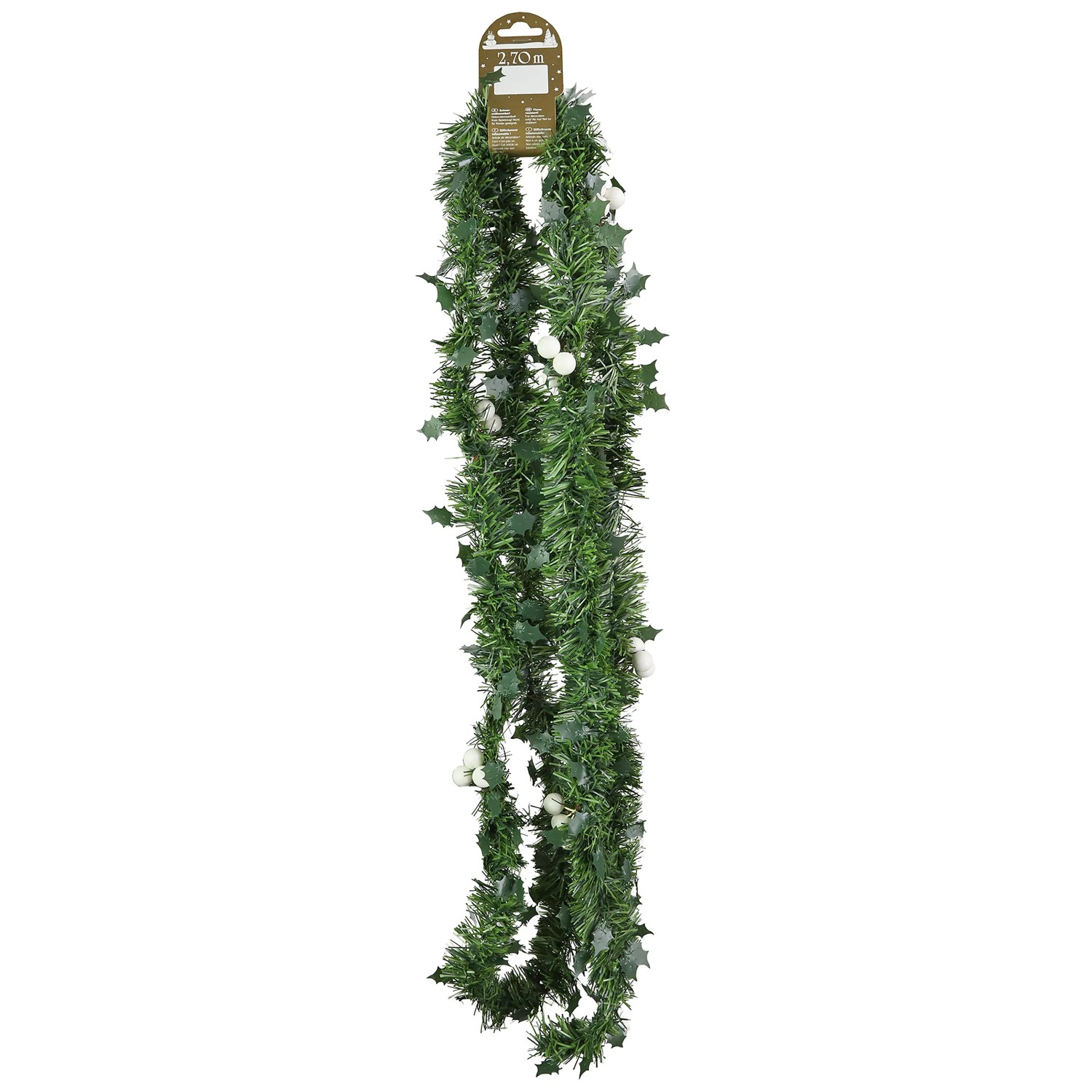 Weihnachts-Deko Tannengirlande aus Kunststoff 270 cm Grün-Weiß