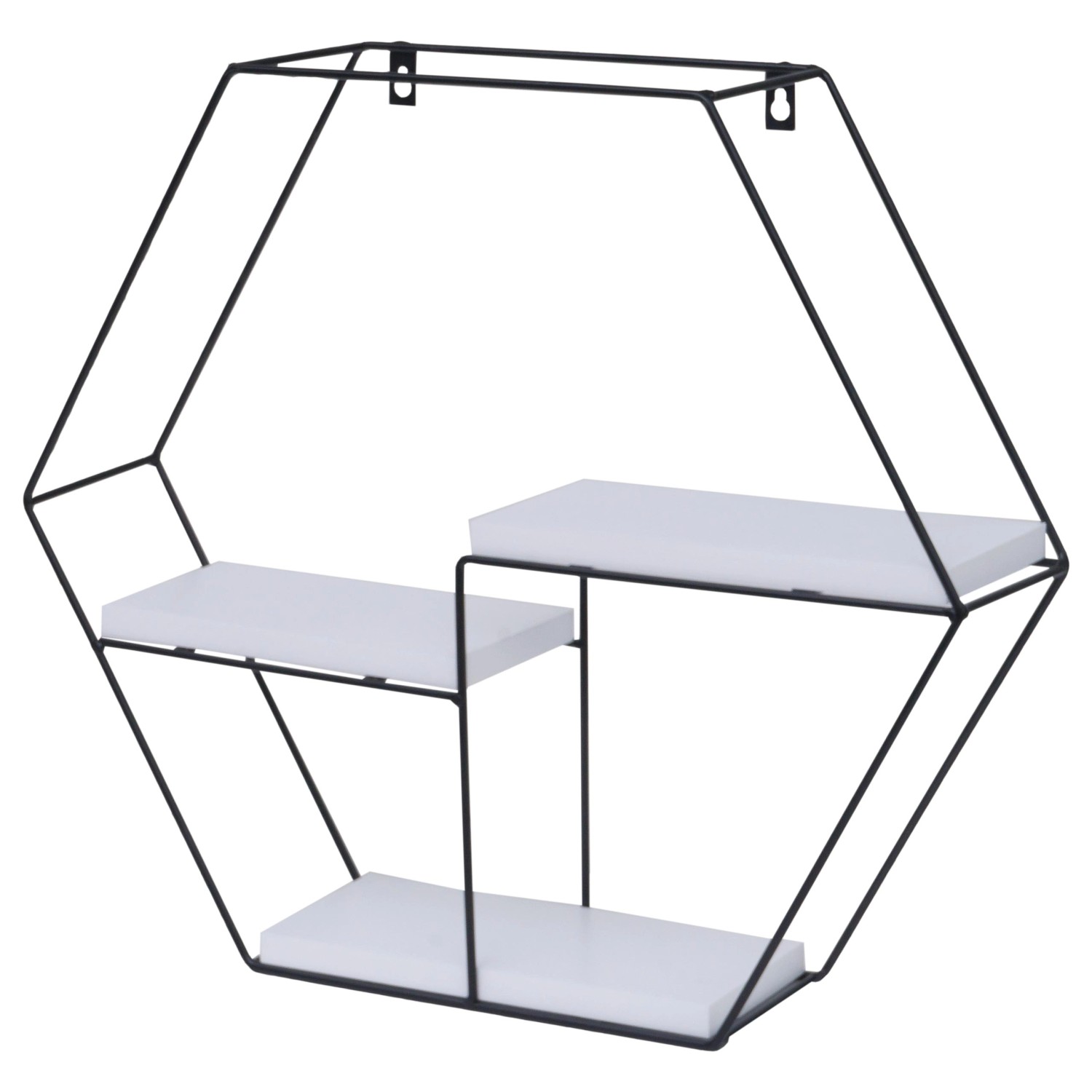 BERLINLODGE Wandregal Sechseckig HxBxT 43x49x11cm 3 Regalböden Metall Massi günstig online kaufen