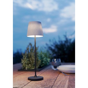 EGLO LED Akku Tischleuchte LEONERO, schwarz/beige, kabellos mit Touchdimmer, H 340mm.