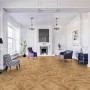 Verlegtes Laminat Masterfloor AQUAline Eiche Milano Reale, wasserresistent, in Wohnraum.