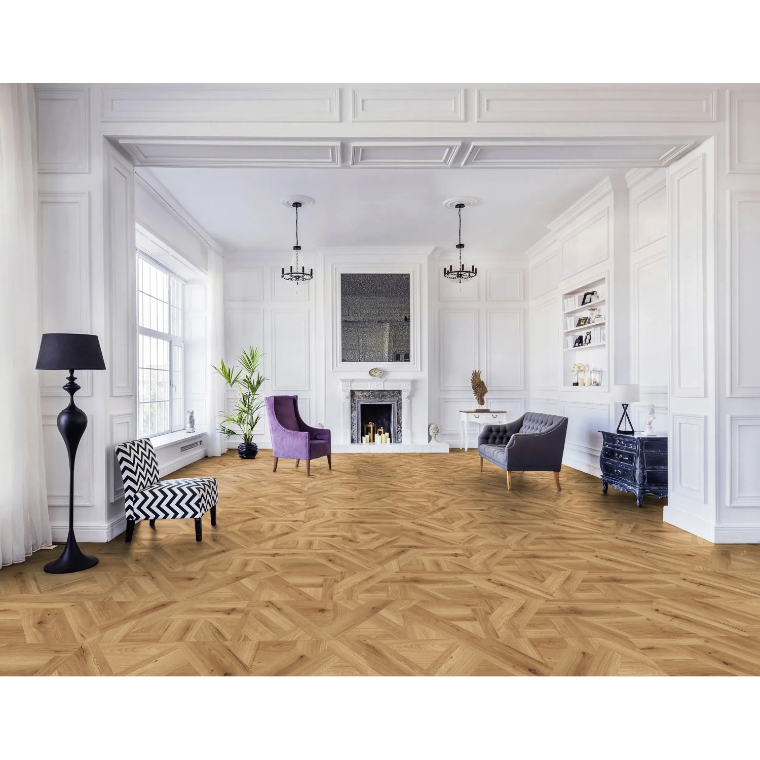 Verlegtes Laminat Masterfloor AQUAline Eiche Milano Reale, wasserresistent, in Wohnraum.