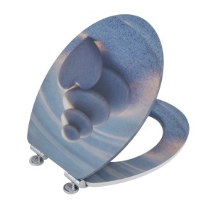 Wenko WC-Sitz Fiumara mit 3D-Steine-Motiv aus MDF, Absenkautomatik.