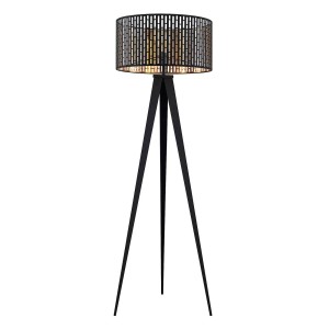 Lindby Stehlampe Thoralf 9628399 in Schwarz aus Metall 1-flammig E27 Tripod Wohnzimmerleuchte