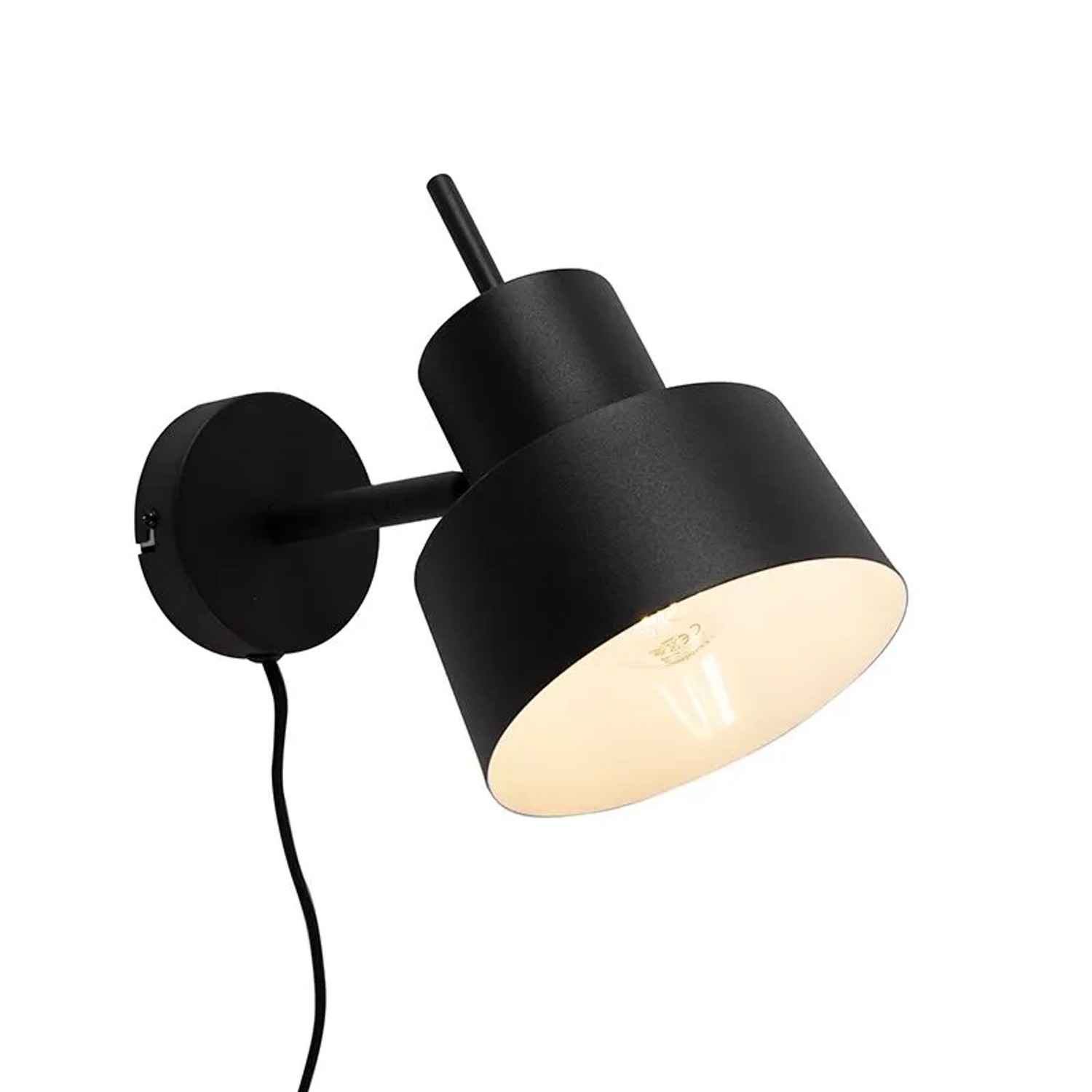 QAZQA Retro Wandleuchte Schwarz Dreh  und Neigbar Chappie