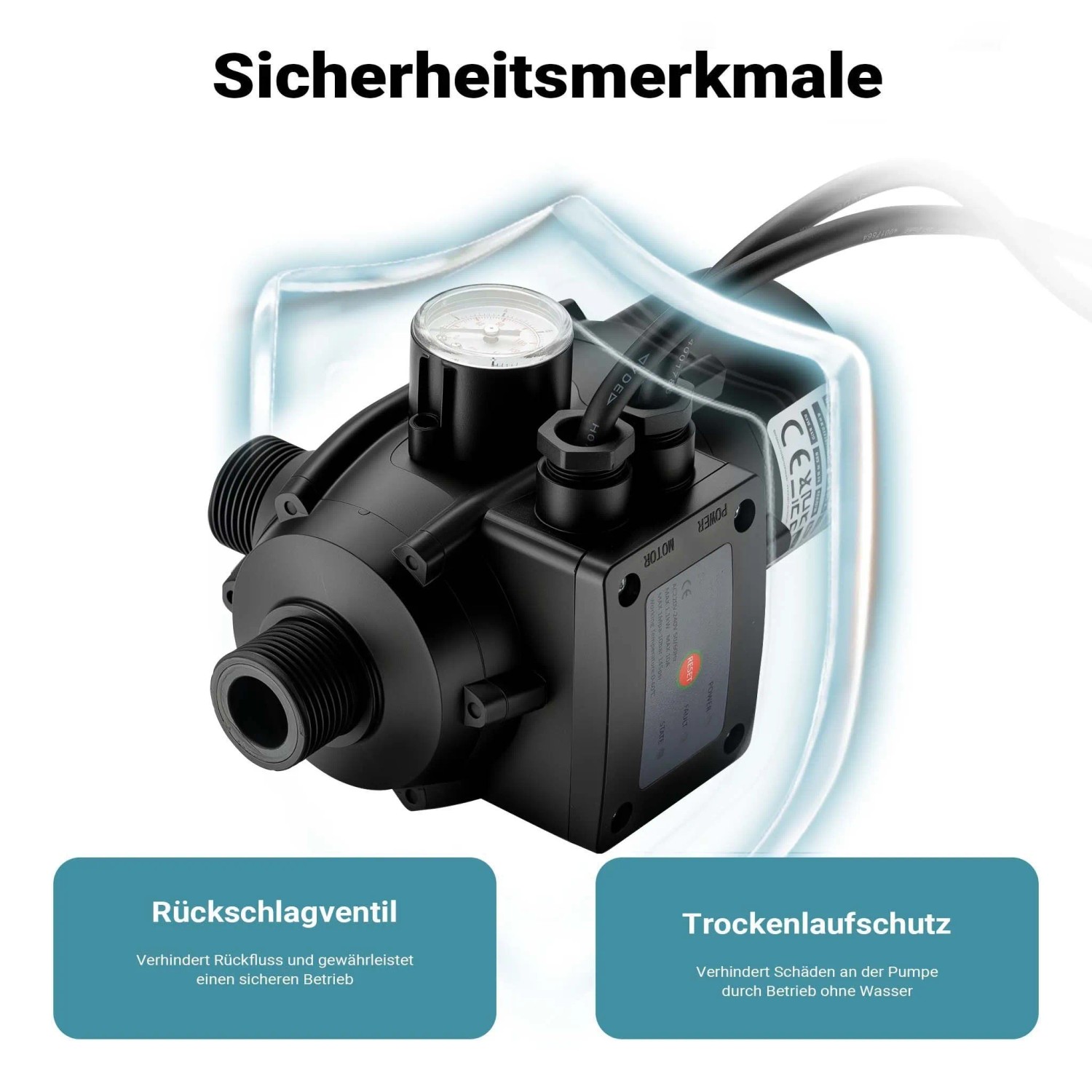 Wiltec Druckschalter Kabel Skd-2D 230V 1-Phasig Pumpensteuerung Hauswasserwerk_5