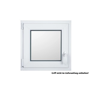 Weißes Kunststofffenster CL70P, 50x55 cm, DIN links, mit 3-fach Verglasung.