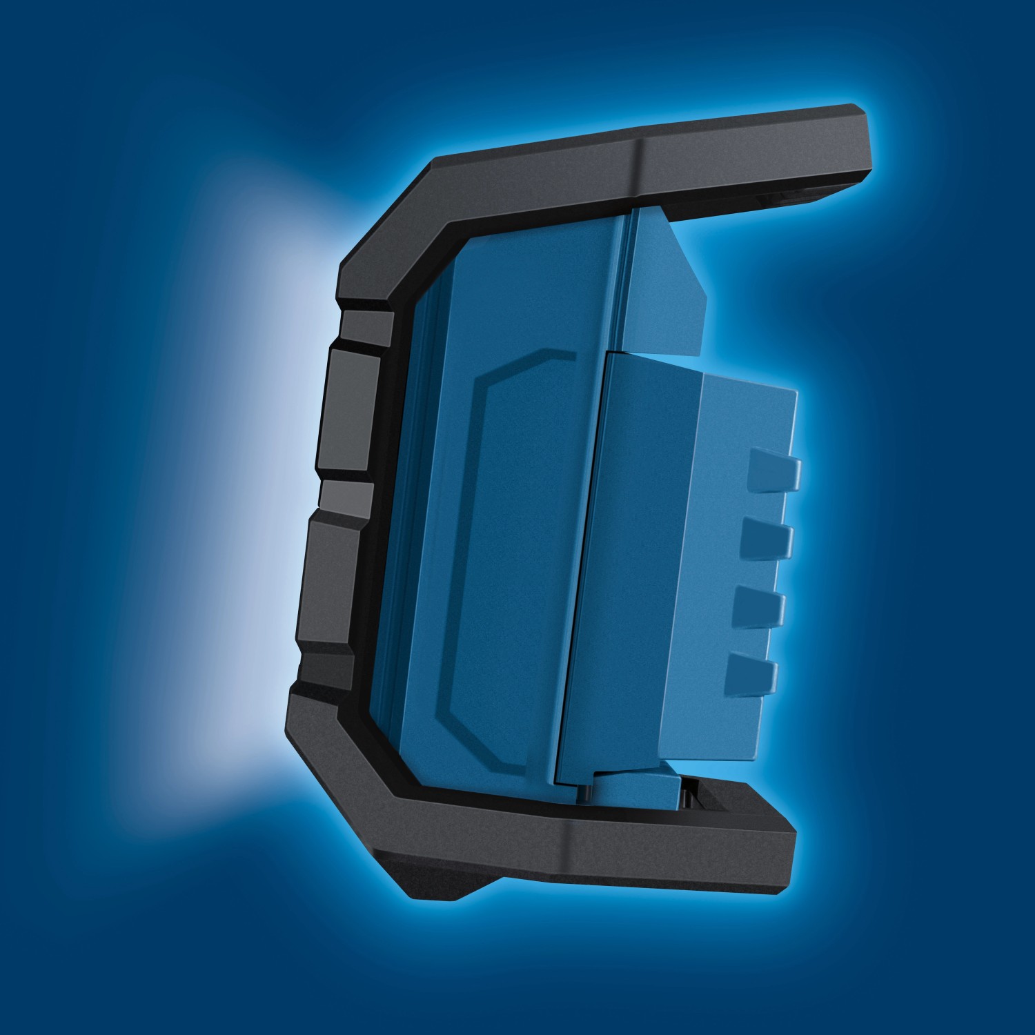 Bosch Professional Akku-Lampe GLI 18V-1200 C Solo, blaue Akku-Handleuchte mit schwarzem Rahmen.