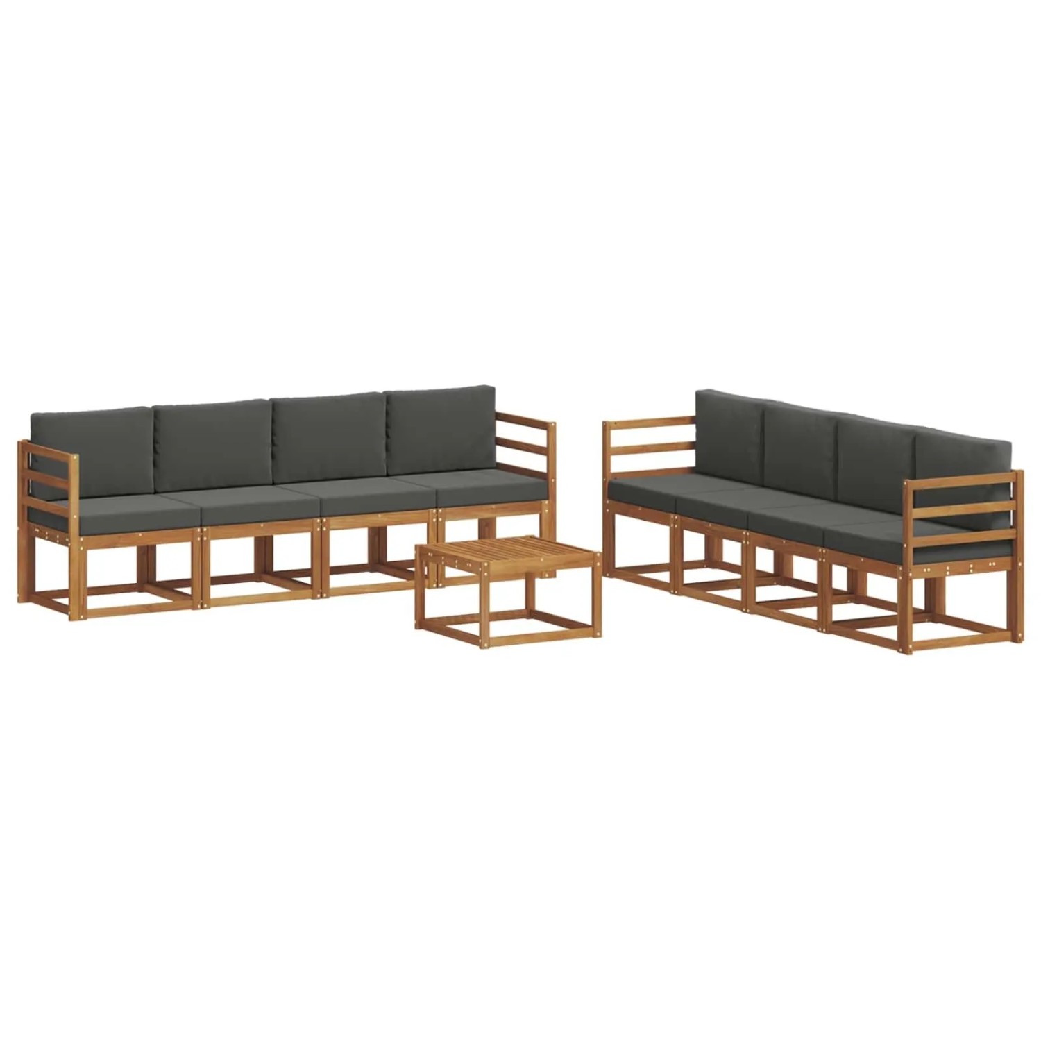 vidaXL Outdoor-Sofagarnitur mit Kissen 9 Stk Natur und Anthrazit 3366170