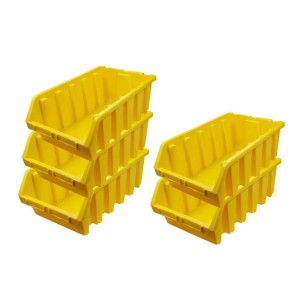 PROREGAL SuperSparSet: 5 gelbe Sichtlagerboxen aus Polypropylen, 18,7x33,3x50cm, für Aufbewahrungssysteme.